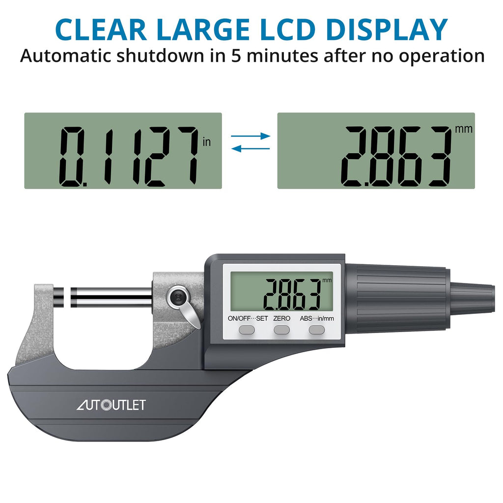 Digital Micrometer 0-25mm High Precision – Grey