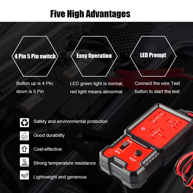 Tester Przekaźników Samochodowych 12V – 4/5 Pin, Diagnostyka Pojazdu
