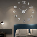 Modern Frameless 3D Wall Clock Roman Numerals – Silver Large