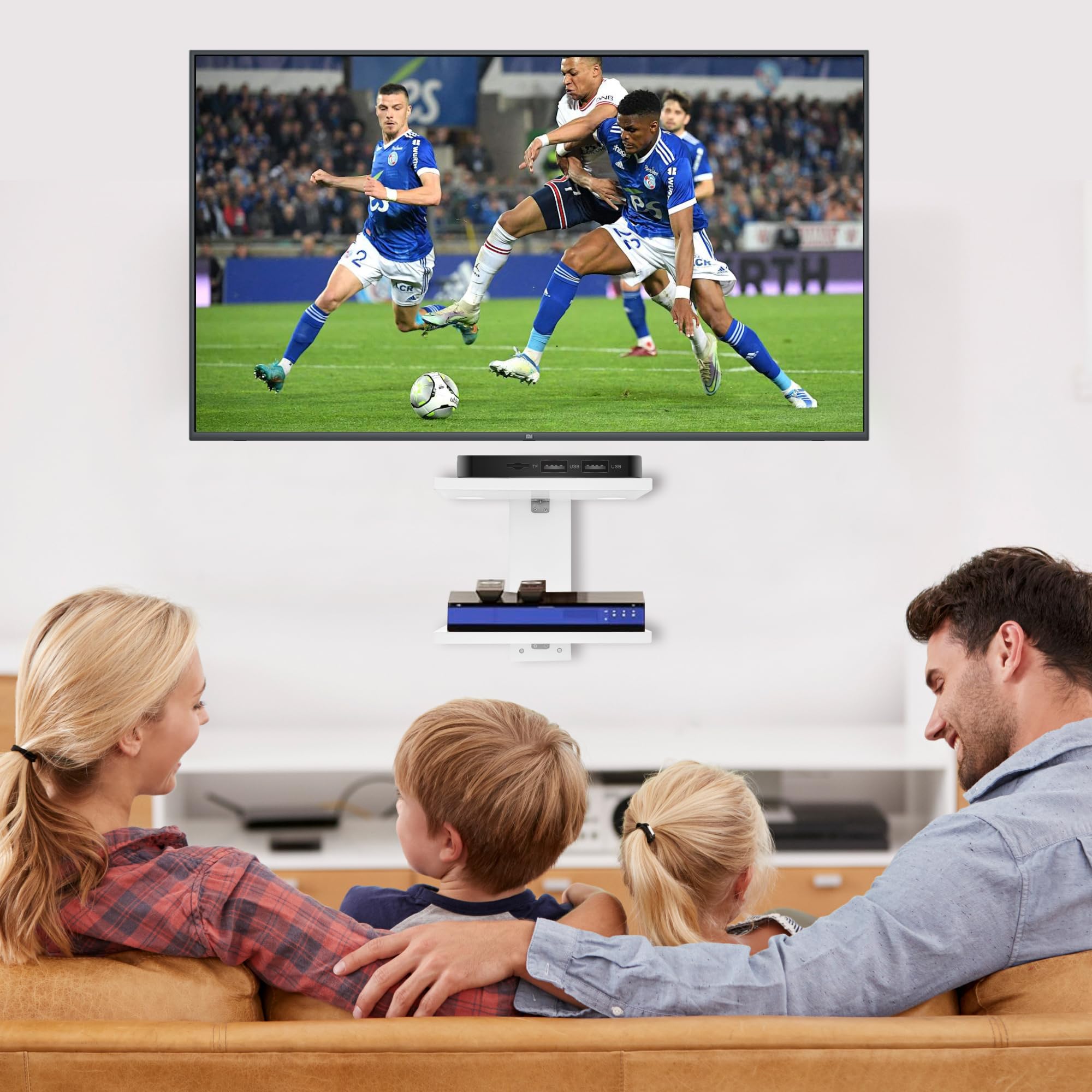 Wisząca półka na projektor 2-poziomowa dla PS5, DVD, konsol – Biała