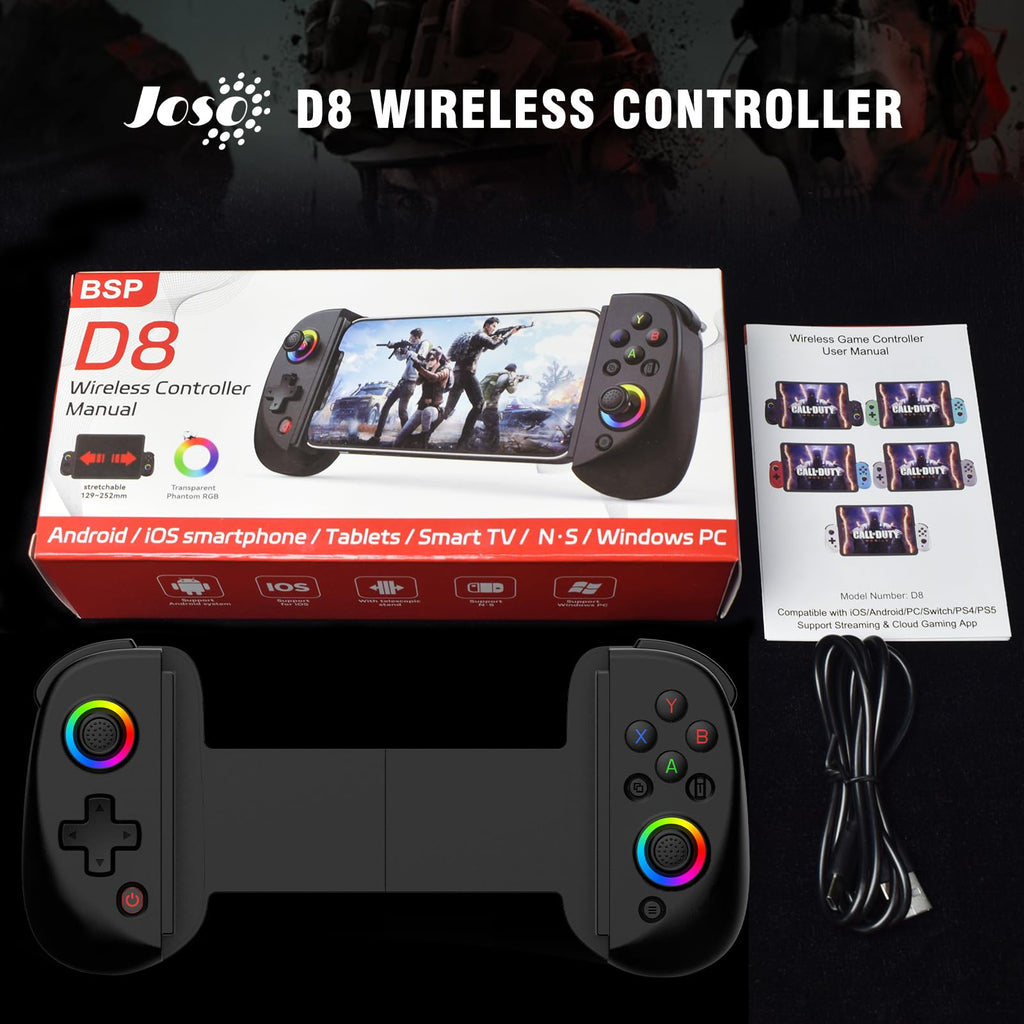 Phone Controller for iPhone/Android, D8 for Switch/PS/PC – Pink