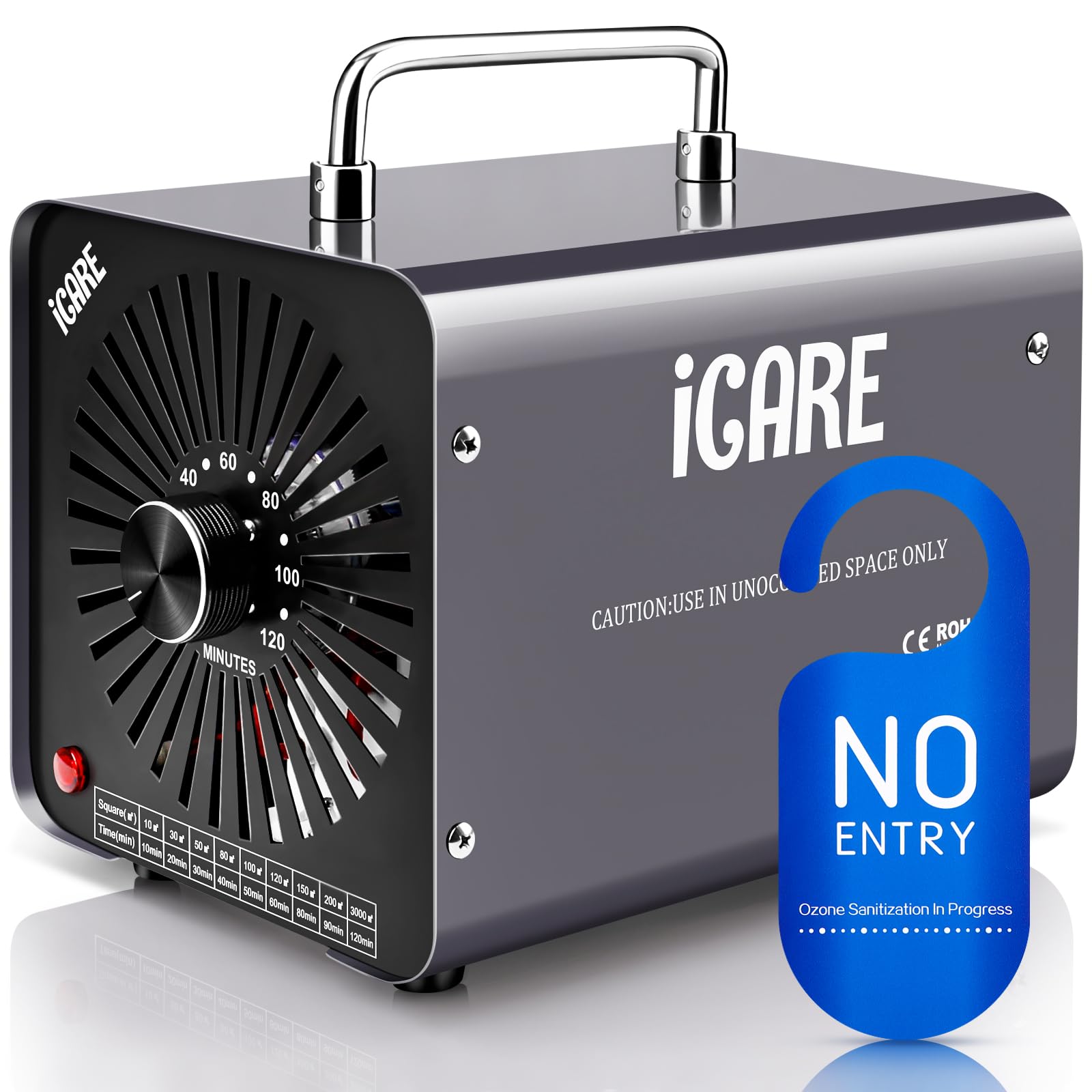 ICARE Ozone Generator 30000mg/h Industrial Air Purifier – 120-Minute Timer