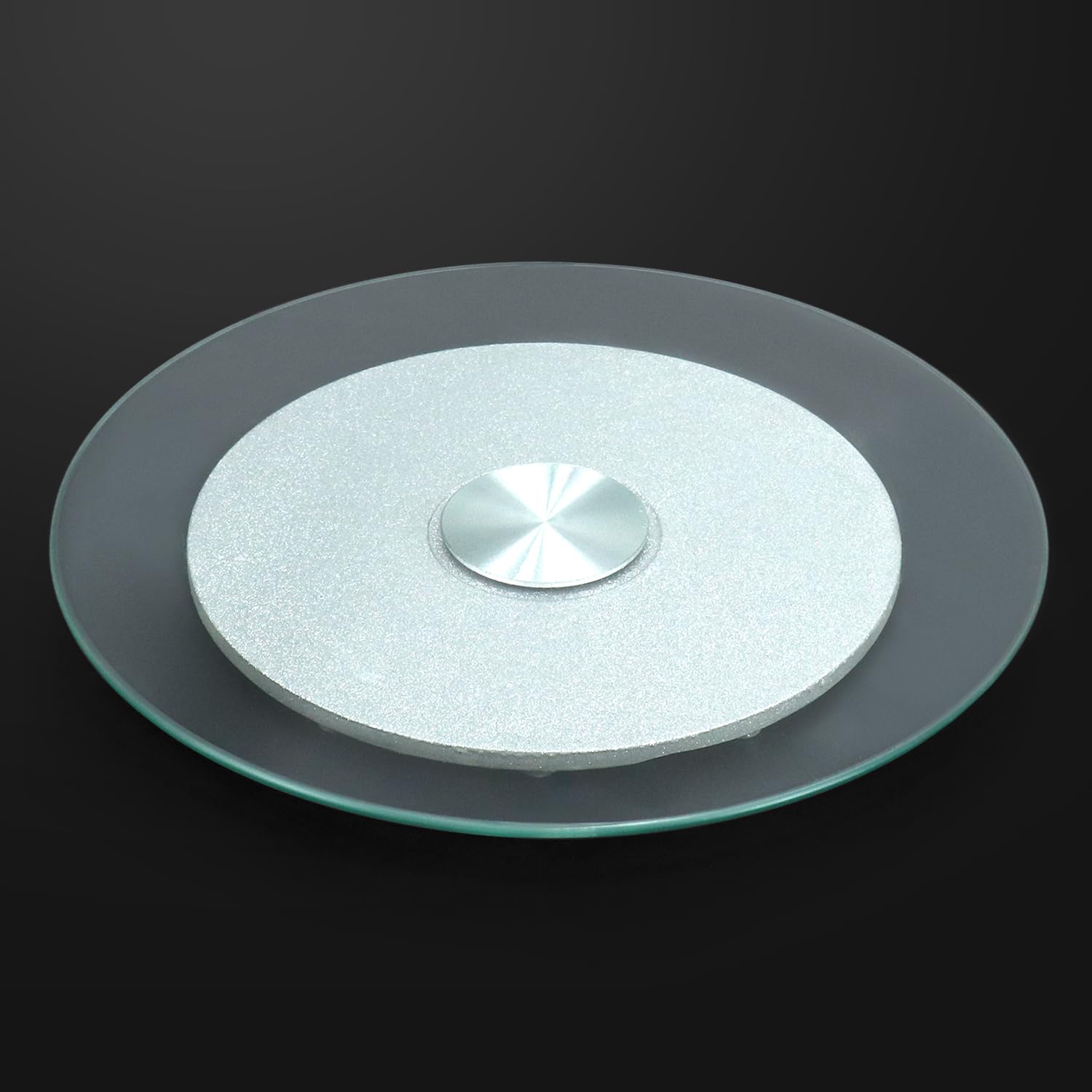 QWORK® Tempered Glass Lazy Susan Swivel Serving Plate
