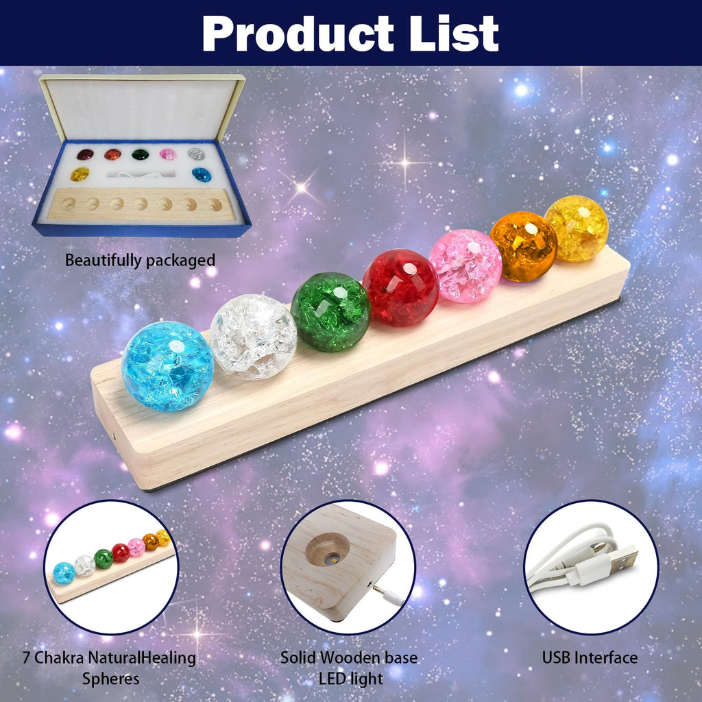 3D Crystal Ball Night Light with Wooden LED Base - 40mm