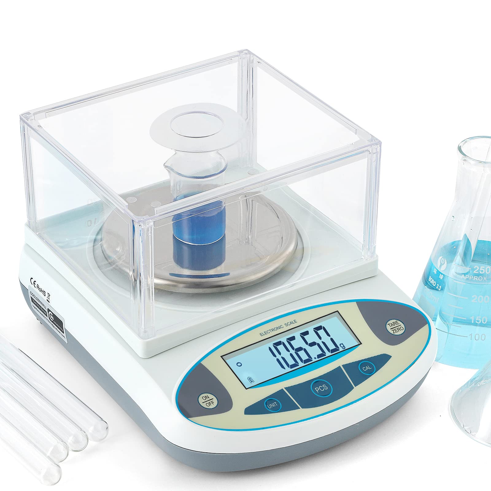 CGOLDENWALL Precision Laboratory Scale 2000g / 0.01g – Electronic with Draft Shield, Calibrated