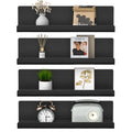 No-Drill Floating Shelves Set for Living Room and Bathroom - Black 32 cm