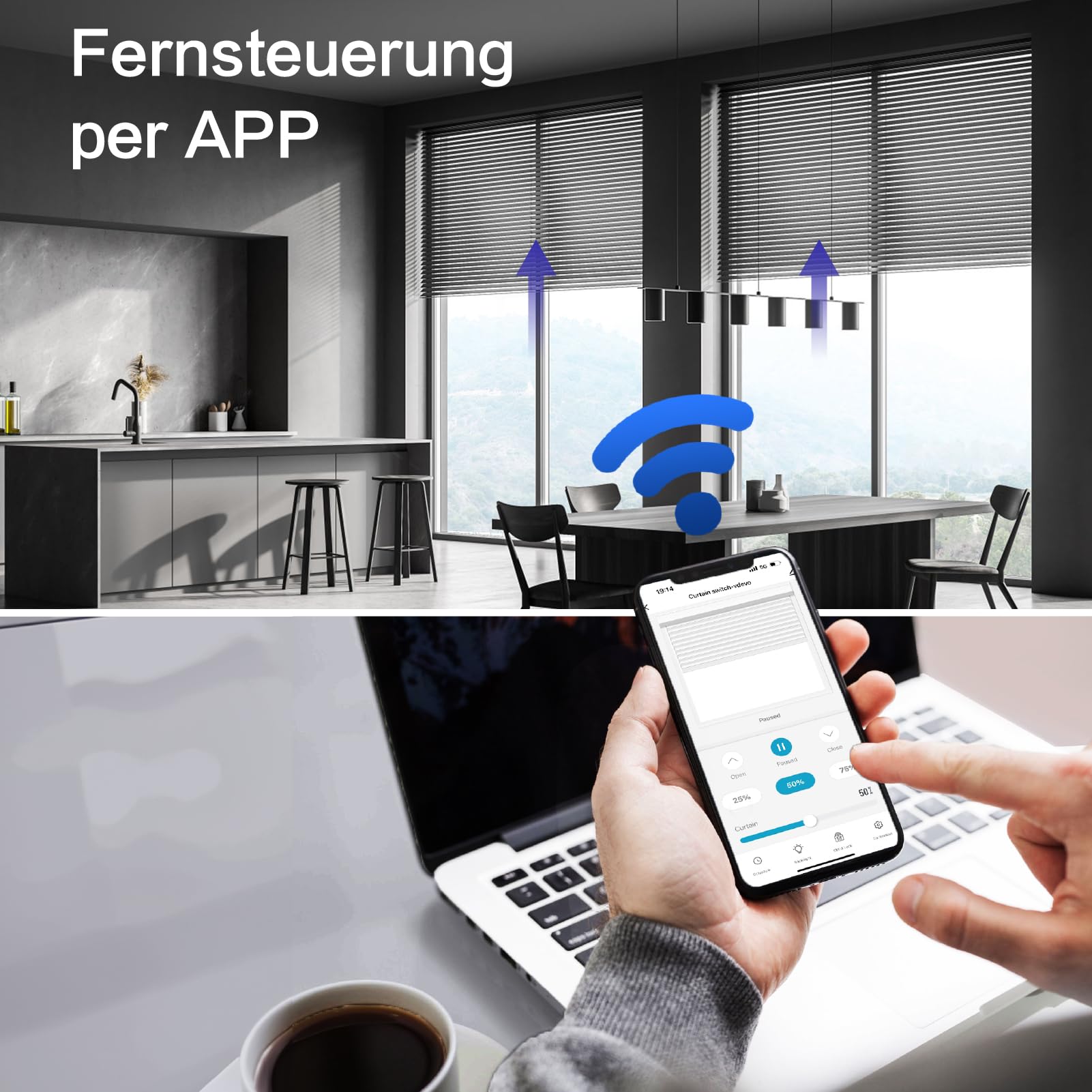 ALLEVOI Smart Wi-Fi Roller Shutter Switch with LED Display - 80x80 mm