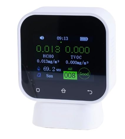 SFD-02 Monitor Jakości Powietrza, Detektor formaldehydu 4 w 1 z Ekranem Dotykowym – Detektor HCHO, TVOC, Temperatury i Wilgotności