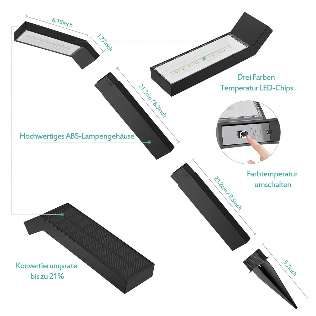 Solar LED Spotlight 4-pack 20 LEDs IP55 Waterproof – 3 Colors