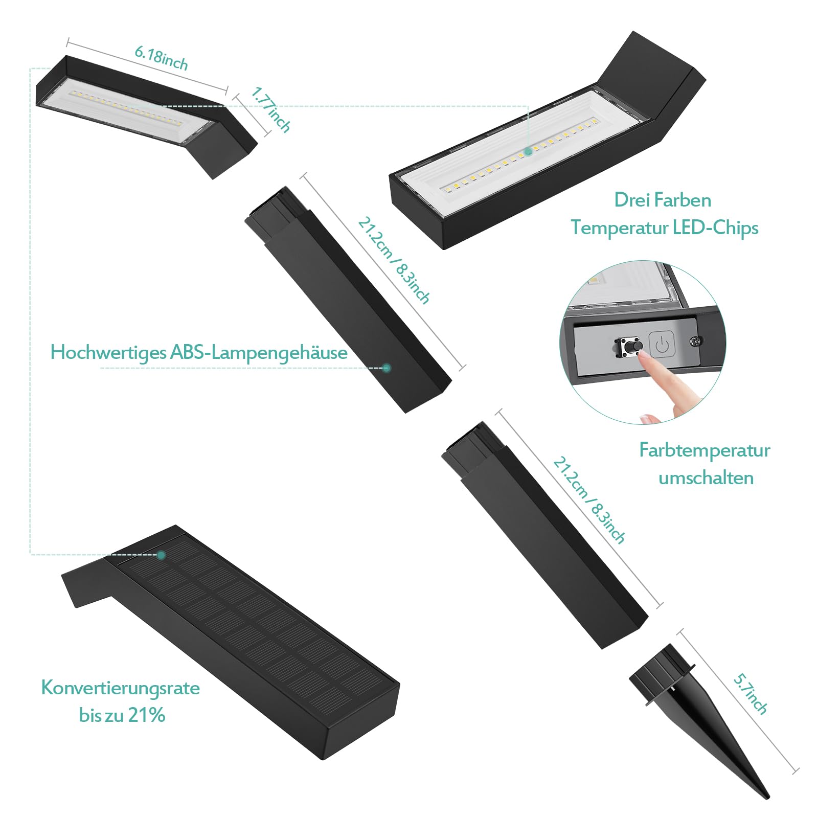 Solar LED Spotlight 4-pack 20 LEDs IP55 Waterproof – 3 Colors