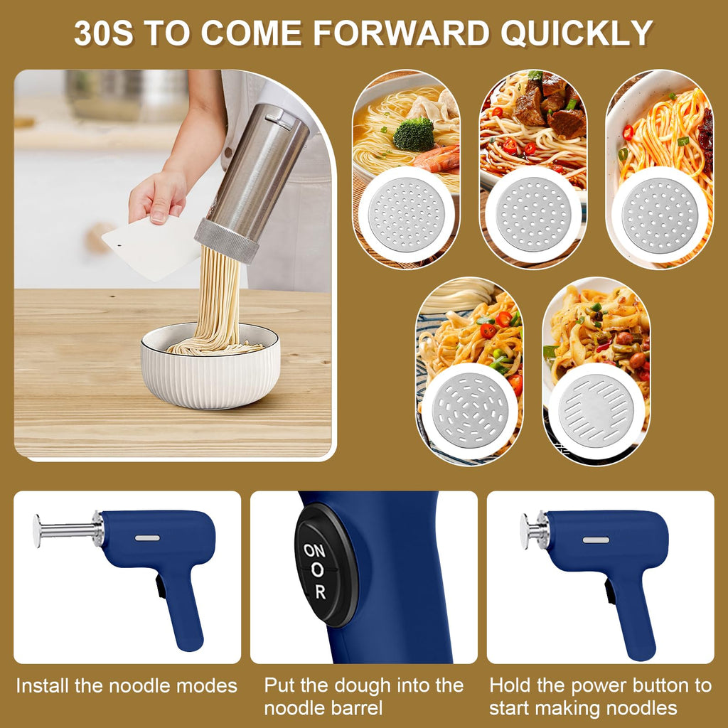 Electric Handheld Pasta Maker with 7 Attachments – Portable