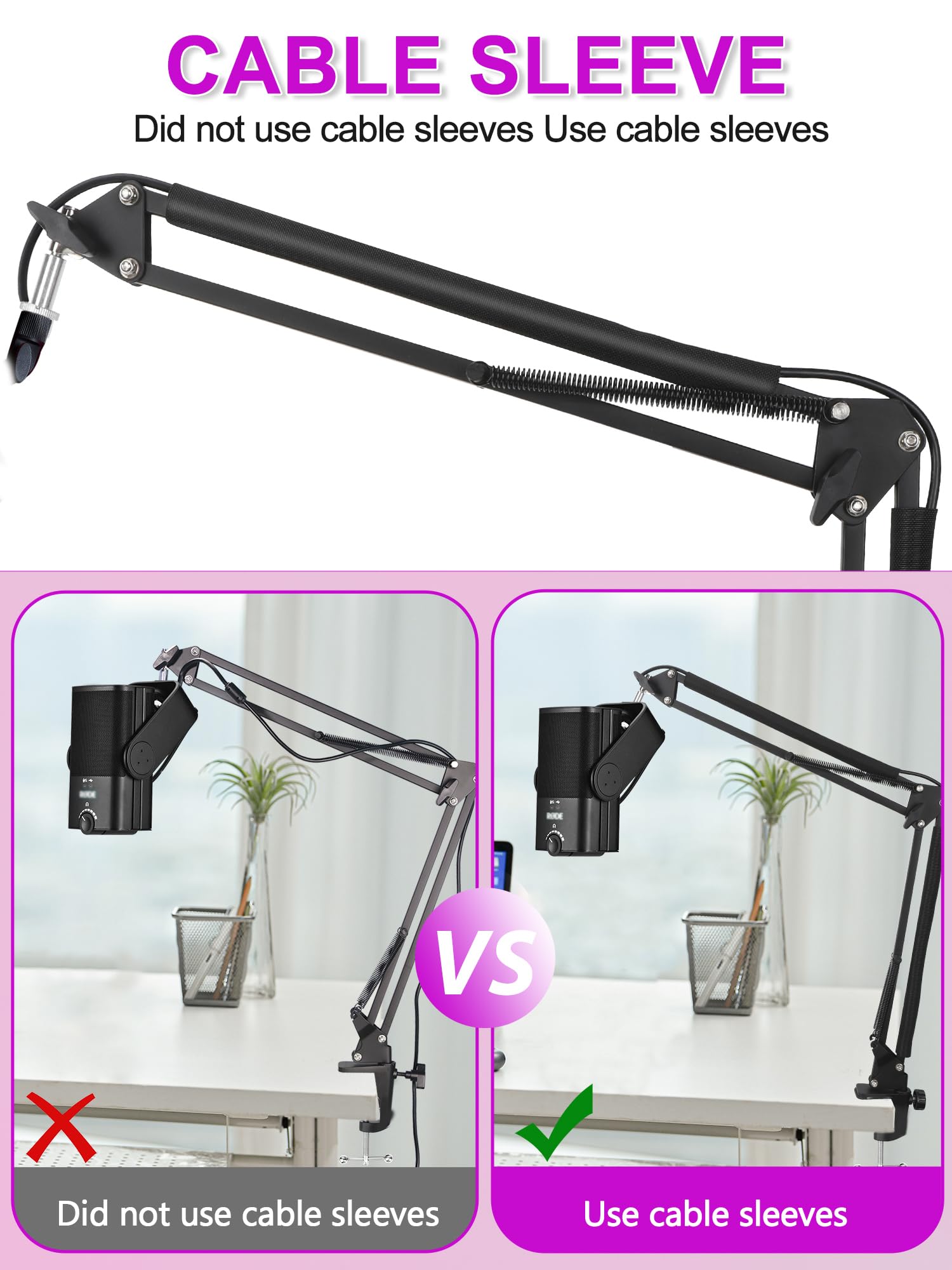 YOUSHARES Microphone Arm Stand for Rode NT-USB+ – Professional Podcast Stand