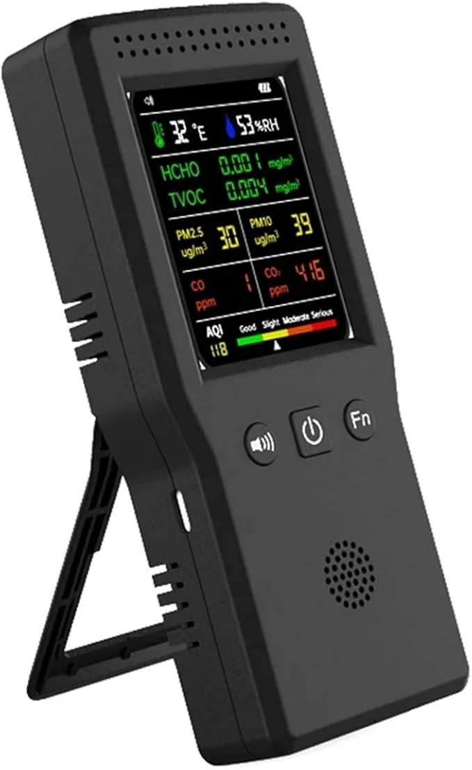 9-in-1 Air Quality Monitor – PM2.5, Temperature, Humidity, with Backlight