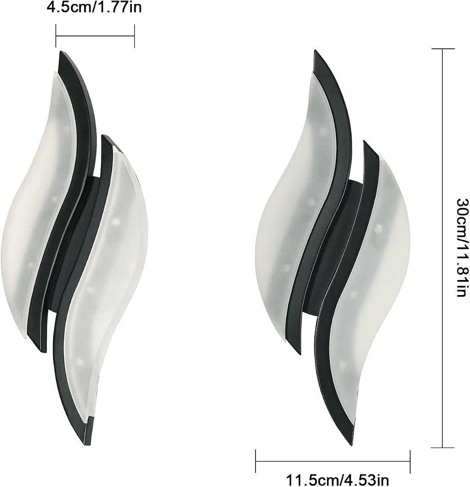 LED wewnętrzne lampy ścienne z akrylowym kloszem – 12W czarna lampa w kształcie liścia, ciepłe światło