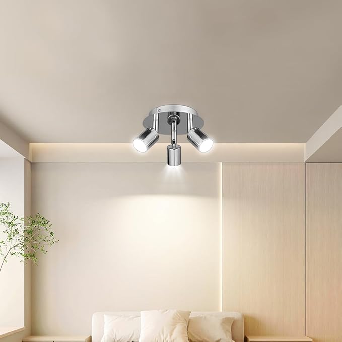 URAQT 3-Spot LED Ceiling Light GU10 – 330° Rotation, For Living Room, Kitchen, and Bedroom
