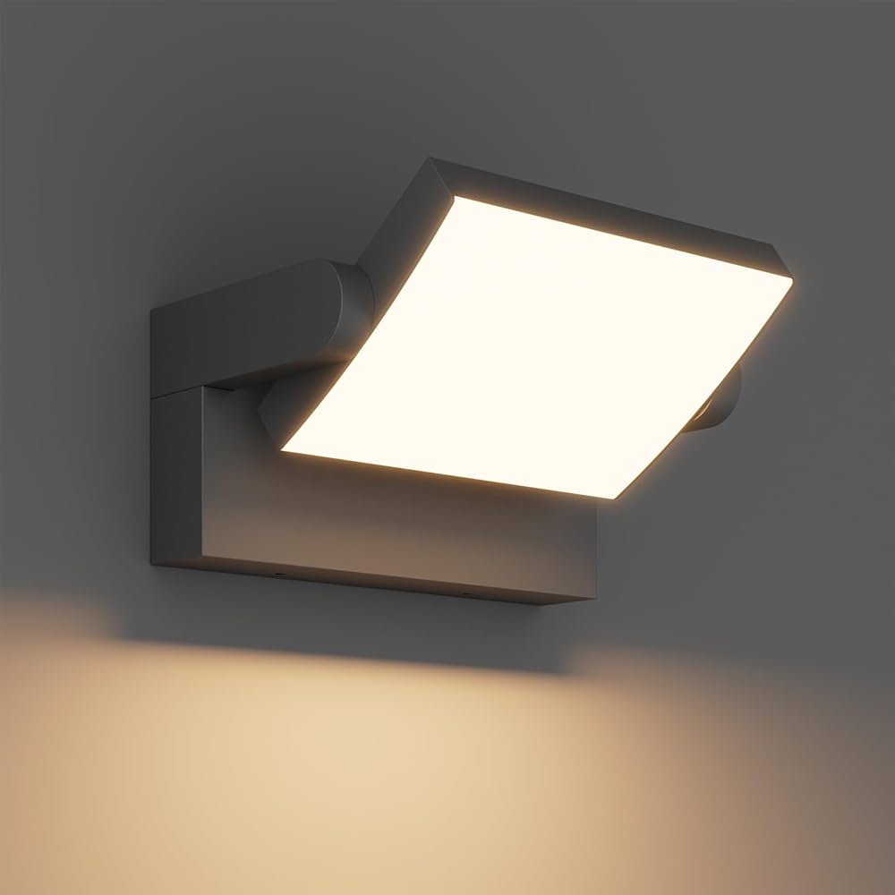 24W Outdoor Wall Light with Motion Sensor, Waterproof IP65 LED Lamp for Entrance and Terrace – Black