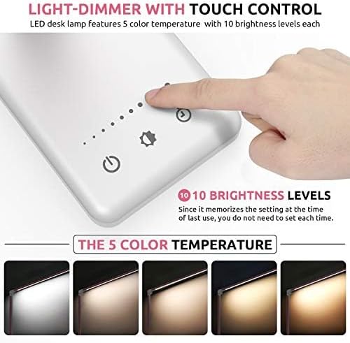 Chesbung Pink Dimmable LED Desk Lamp with Touch Control Eye-caring - Foldable
