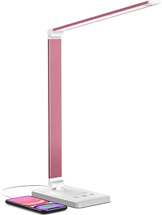 Chesbung Pink Dimmable LED Desk Lamp with Touch Control Eye-caring - Foldable