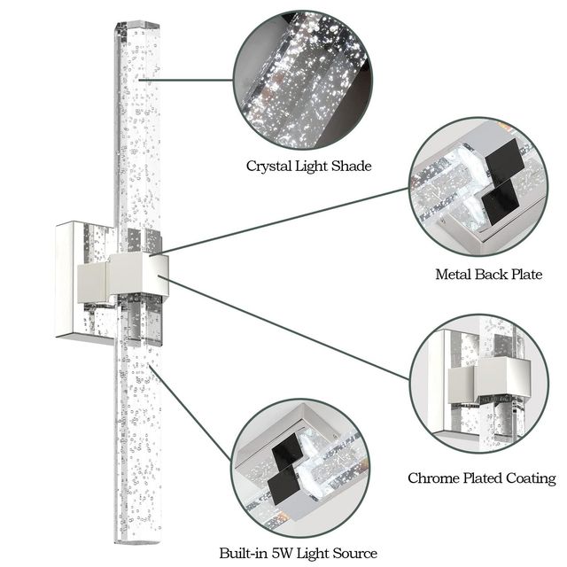 YOOCHUENG LED Crystal Wall Lamp – Modern Art Deco, Silver