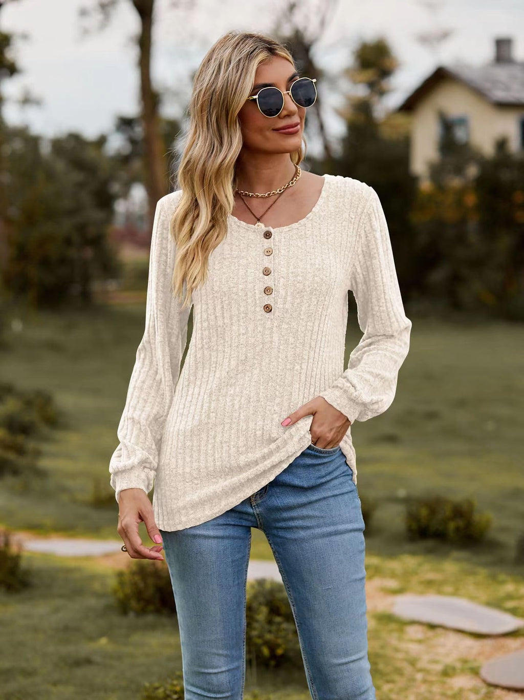 Women's Knitted Long-Sleeve T-shirt
