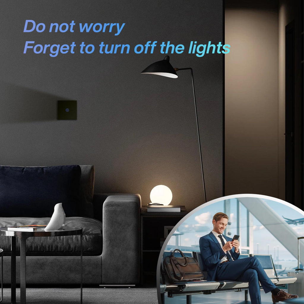 BSEED Wi-Fi Smart Touch Light Switch Glass 1 Gang 1 Way 2 Pack – White