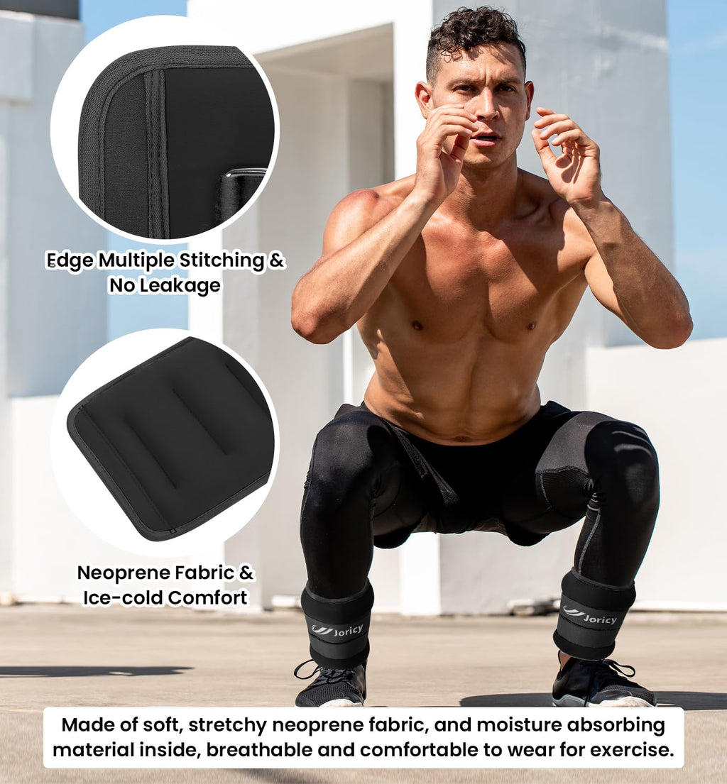 Ankle Weights 10kg – Adjustable Leg Straps for Women and Men, Black