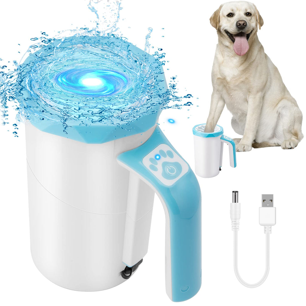MYPIN Electric Dog Paw Cleaner, 2-in-1, Paw Washer with Soft Silicone Brush - Blue