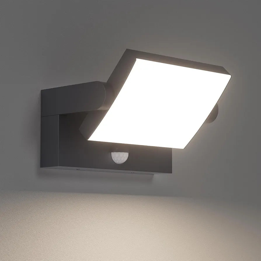 24W Outdoor Wall Light with Motion Sensor, Waterproof IP65 LED Lamp for Entrance and Terrace – Black