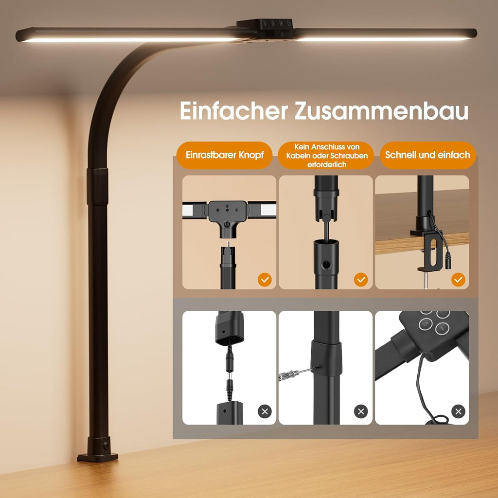 Lampka biurkowa LED 26W – regulacja jasności i temperatury barwowej