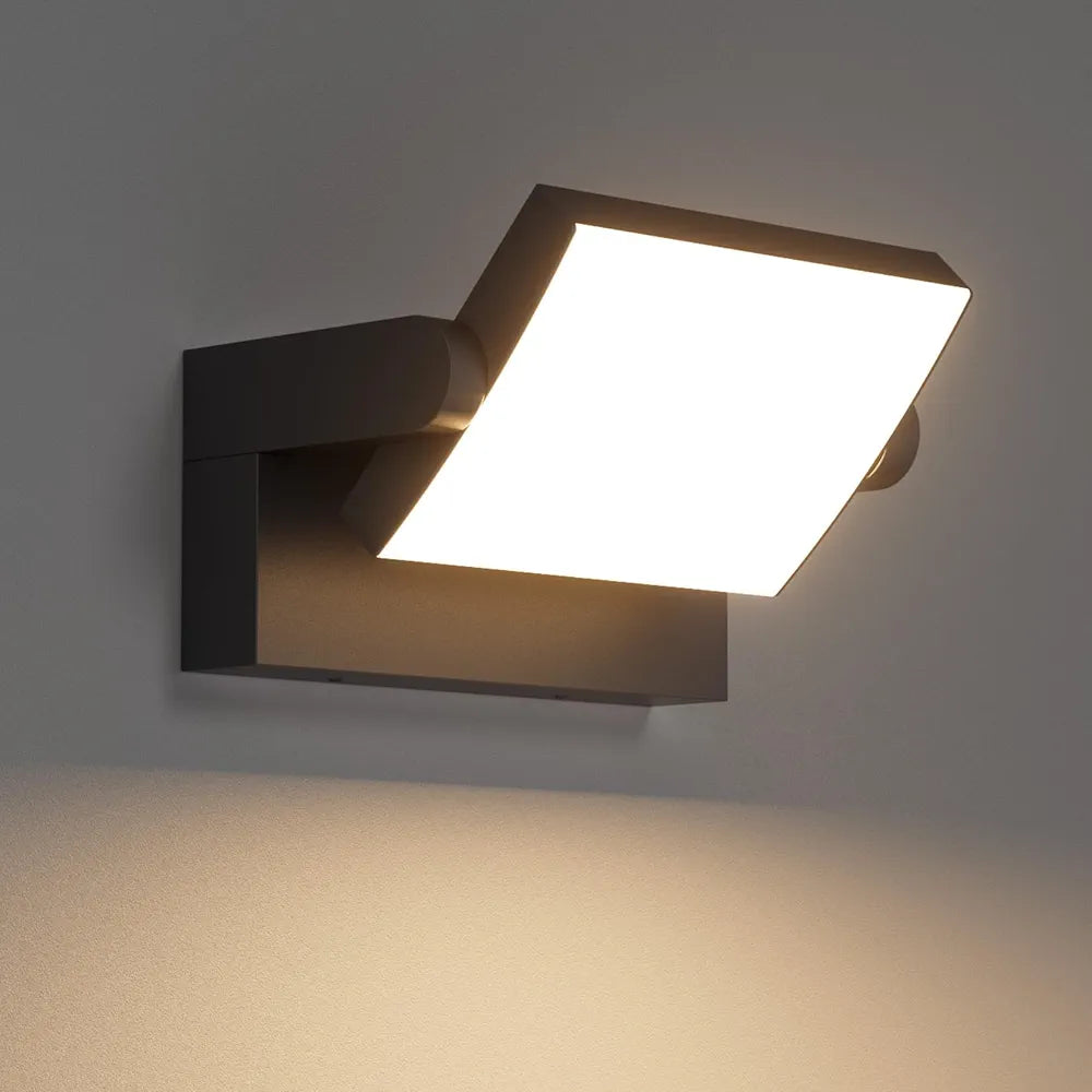 24W Outdoor Wall Light with Motion Sensor, Waterproof IP65 LED Lamp for Entrance and Terrace – Black