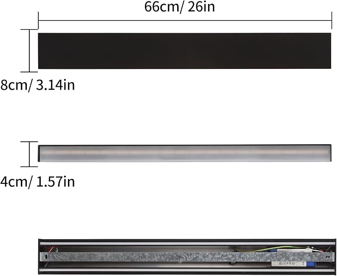 Kinkiet LED 20W 66 cm – 3 temperatury barwowe, góra-dół, czarny