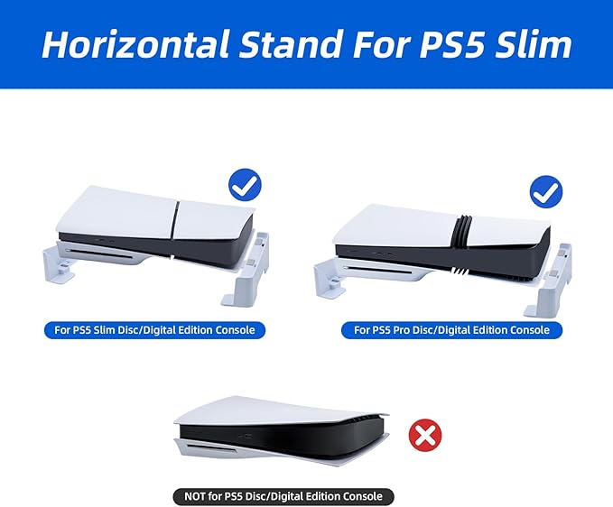PS5 Stand with Headphone Holder and Controller Charging Station – Black