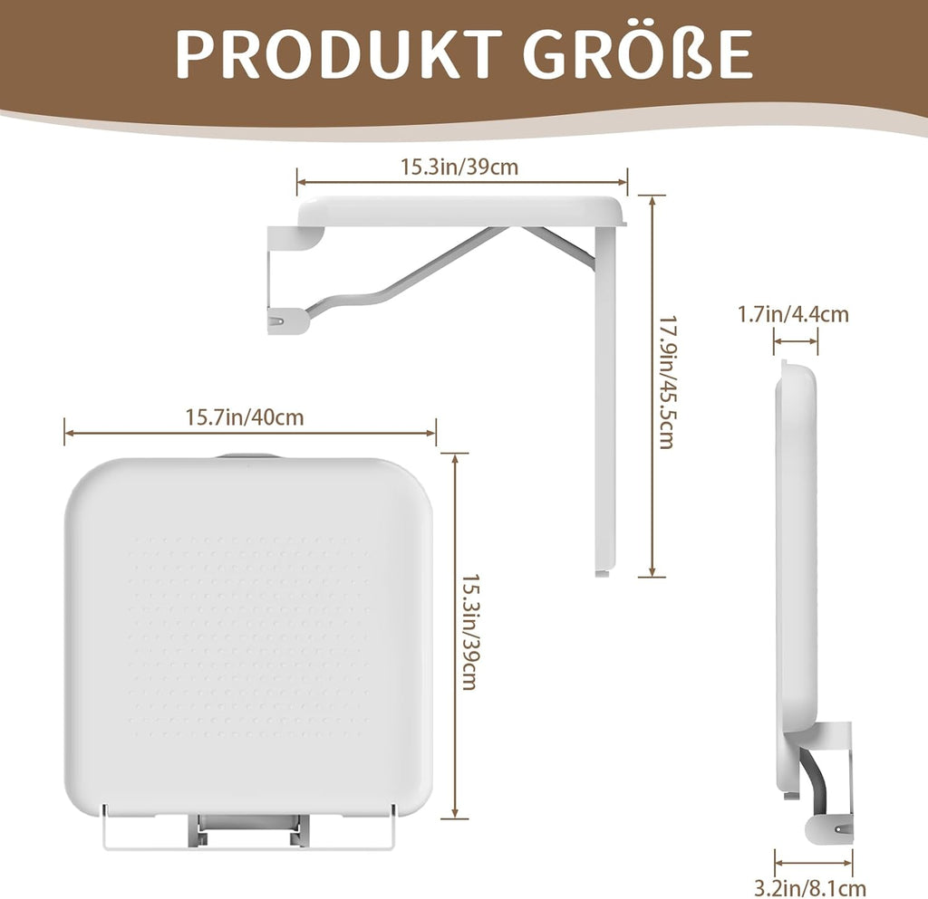 HEUFFE Foldable Shower Seat - wall-mounted, 200 kg load capacity