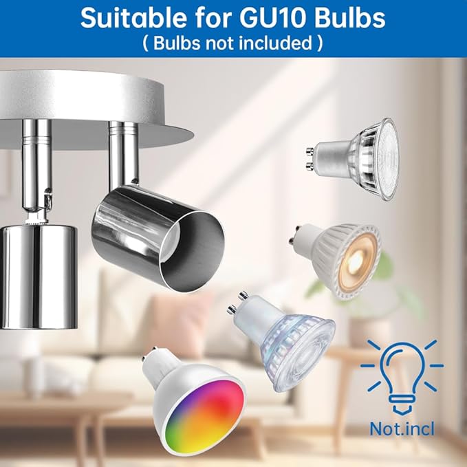 URAQT 3-Spot LED Ceiling Light GU10 – 330° Rotation, For Living Room, Kitchen, and Bedroom