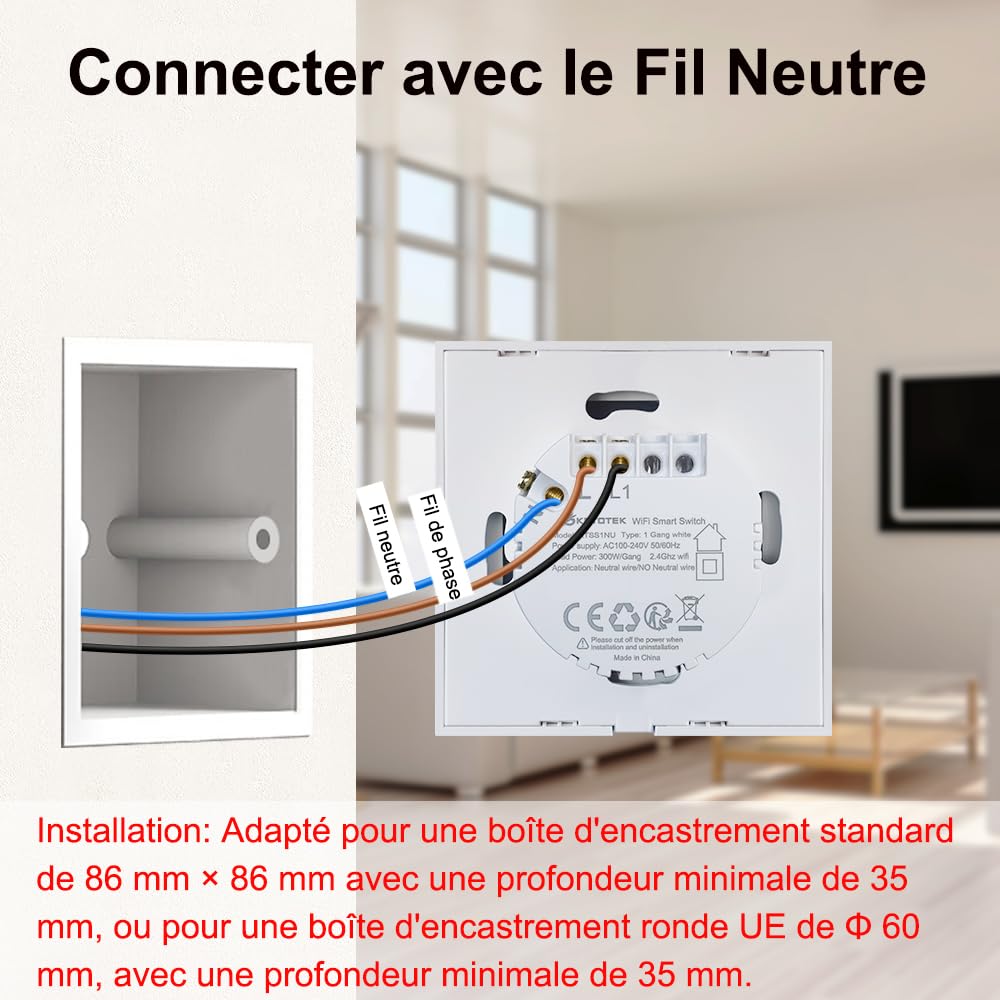 Włącznik WiFi 1-gang KETOTEK – sterowanie głosem, Alexa, Google