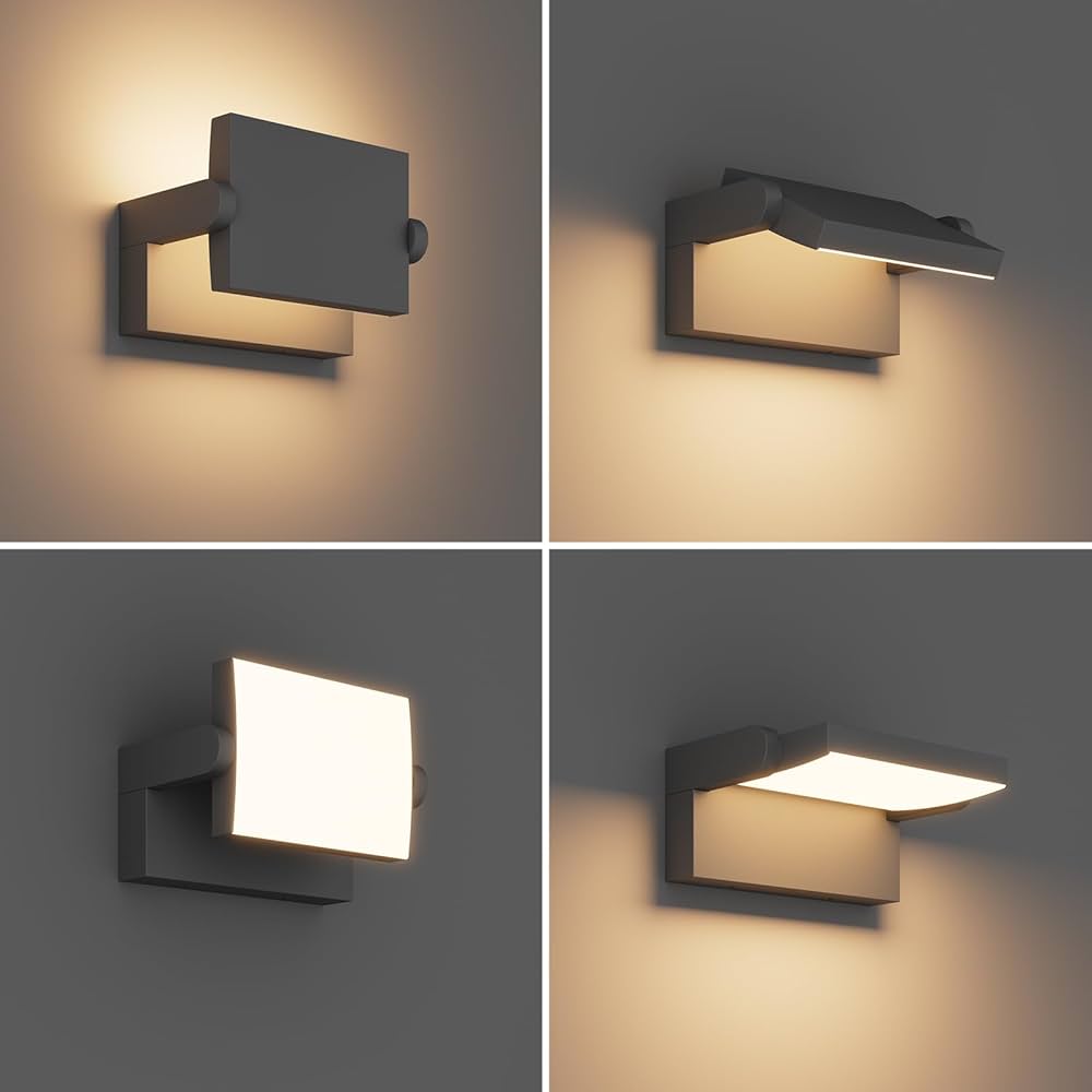 24W Outdoor Wall Light with Motion Sensor, Waterproof IP65 LED Lamp for Entrance and Terrace – Black