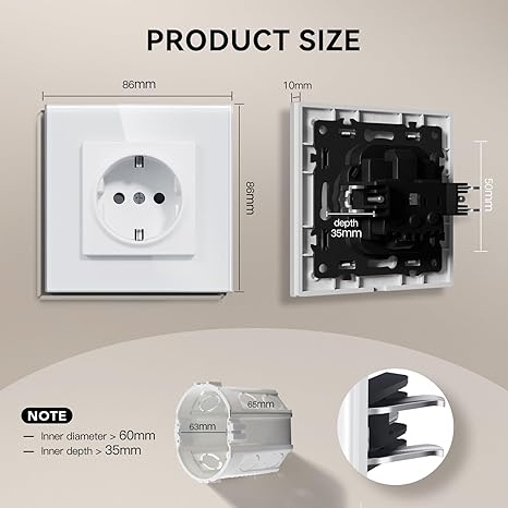 Schuko Socket 2-pack 16 A Flush-mounted – White
