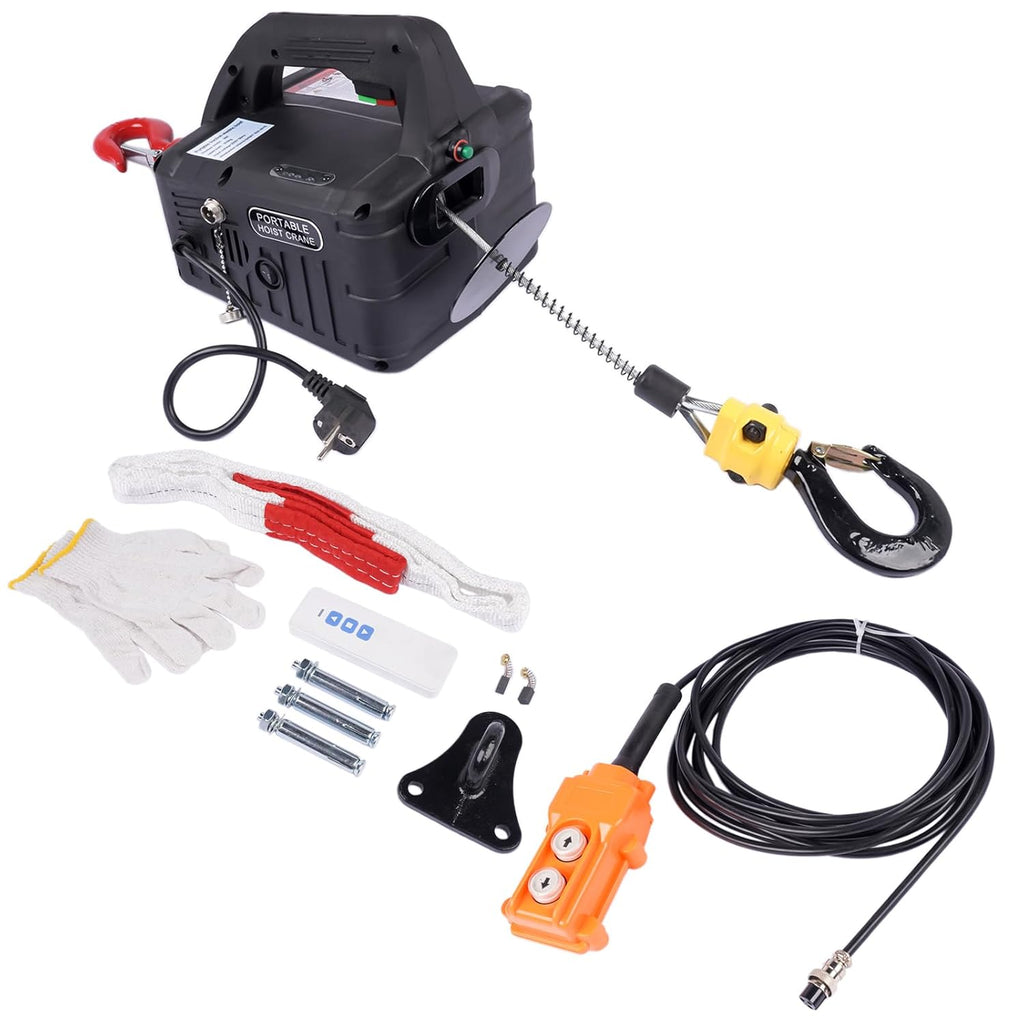 NEWTRY 3-in-1 Electric Winch 500 kg – Wireless Remote, 7.6 m Rope, 1500 W