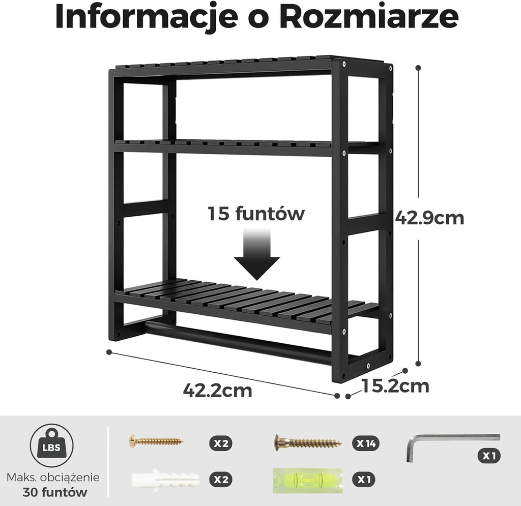 Bamboo Bathroom Organizer – Adjustable Wall Shelf, 3 Shelves
