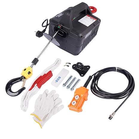 NEWTRY 3-in-1 Electric Winch 500 kg – Wireless Remote, 7.6 m Rope, 1500 W