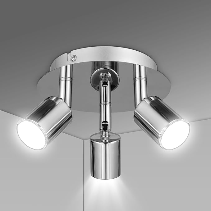 URAQT 3-Spot LED Ceiling Light GU10 – 330° Rotation, For Living Room, Kitchen, and Bedroom