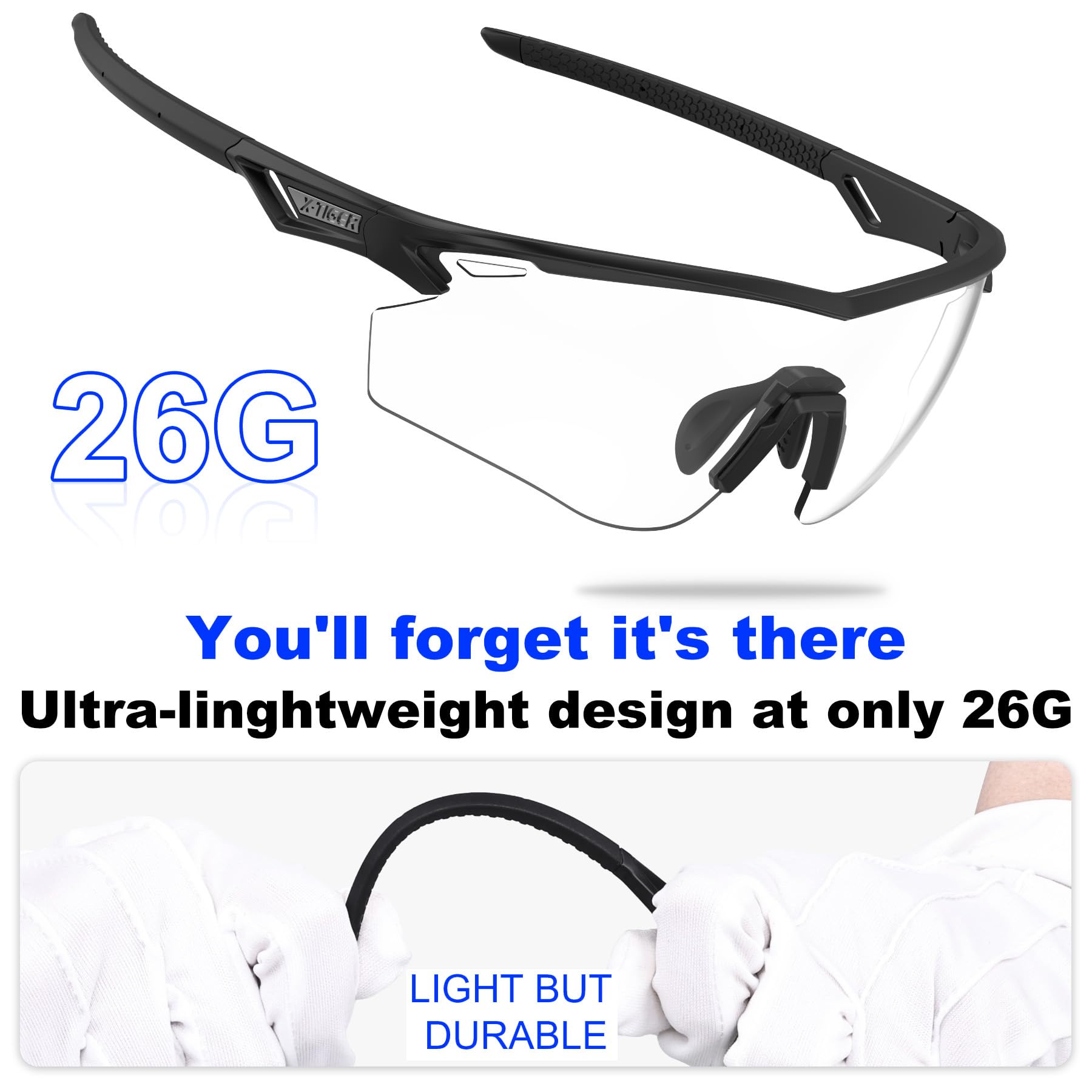 X-TIGER Photochromic Cycling Glasses UV400 for Men and Women - Ideal for Outdoor Sports