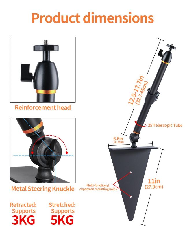 Adjustable Projector Stand for Bed and Sofa, Compatible with 99% of Projectors - Black