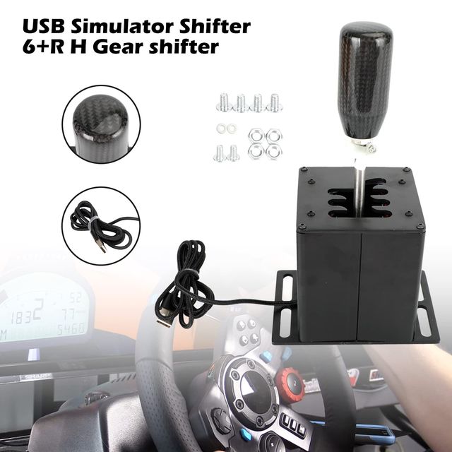 Symulator Drążka Zmiany Biegów USB H-Pattern – Włókno Węglowe, Stal Nierdzewna, 6/7/8 Biegów