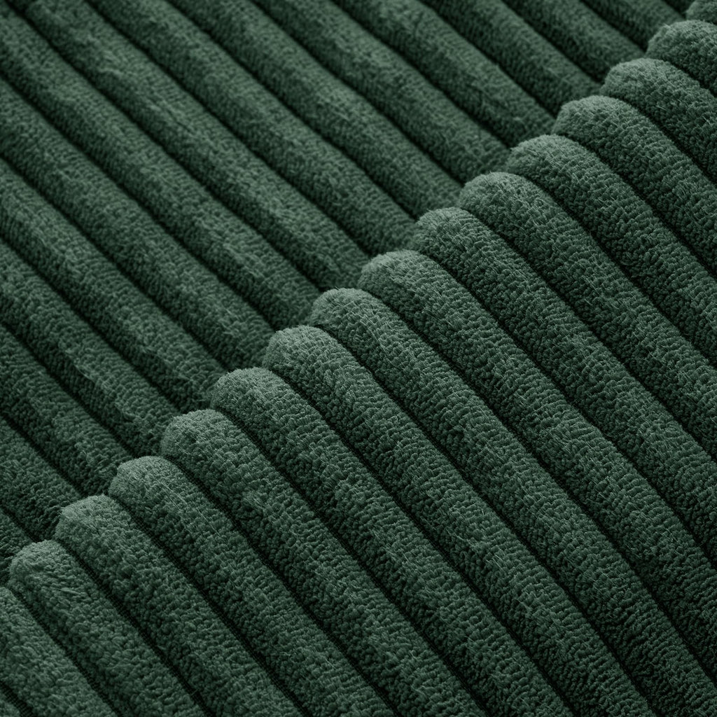 MIULEE Corduroy Cushion Covers 45x65cm - Striped, Dark Green, 2 Pieces