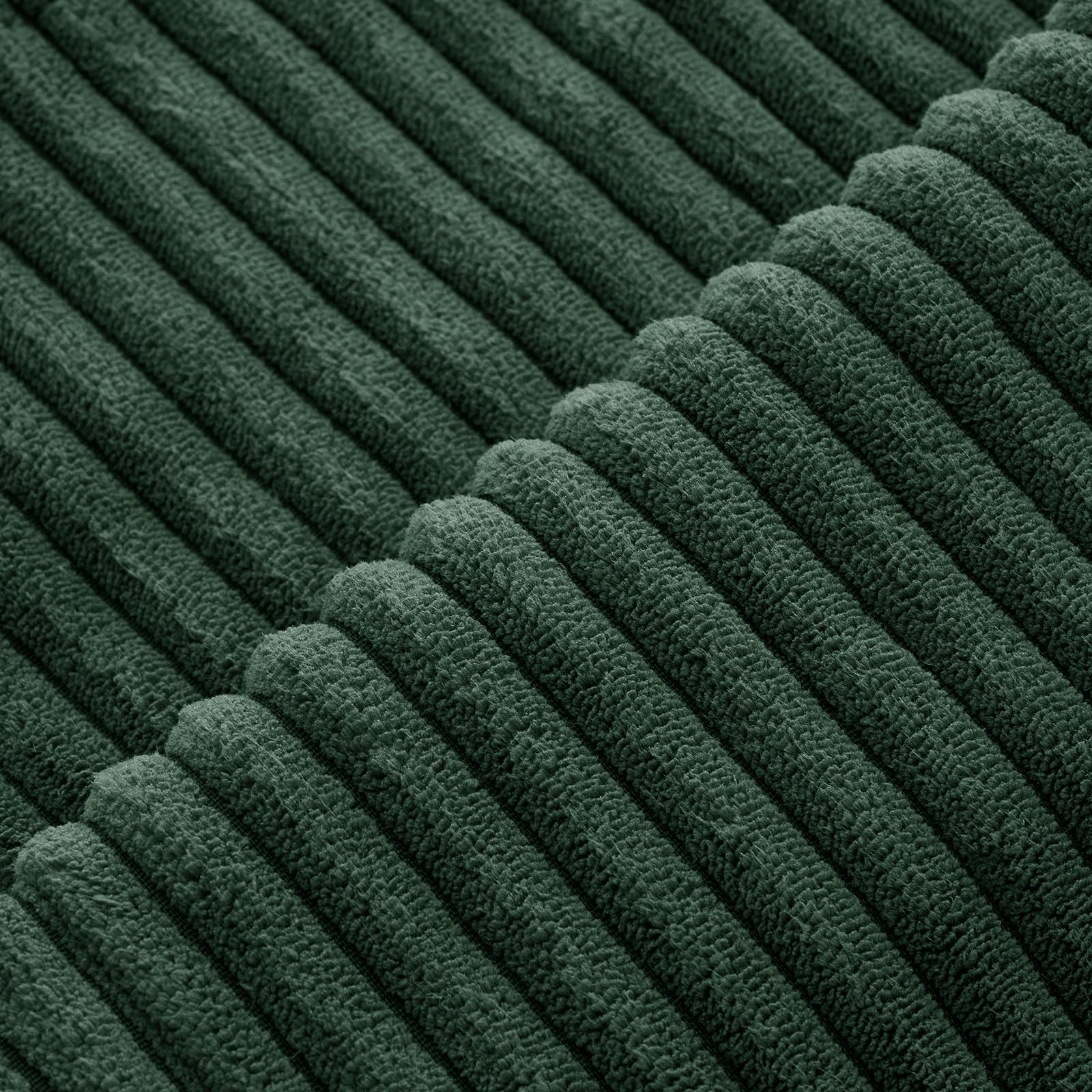 MIULEE Corduroy Cushion Covers 45x65cm - Striped, Dark Green, 2 Pieces
