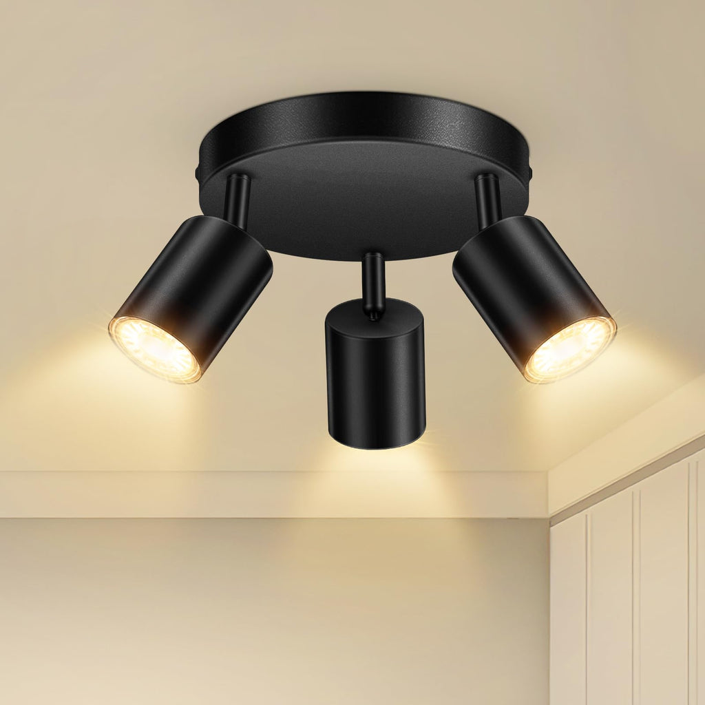 AUQUEE 3-bulb GU10 Black LED Ceiling Spotlight – Kitchen and Living Room