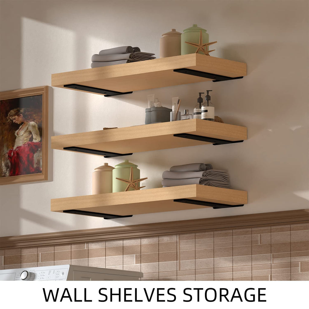 Reinforced 90° Metal Shelf Bracket for DIY – Black 200mm
