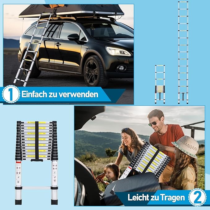 Aluminium telescopic ladder 2.6 m – 150 kg