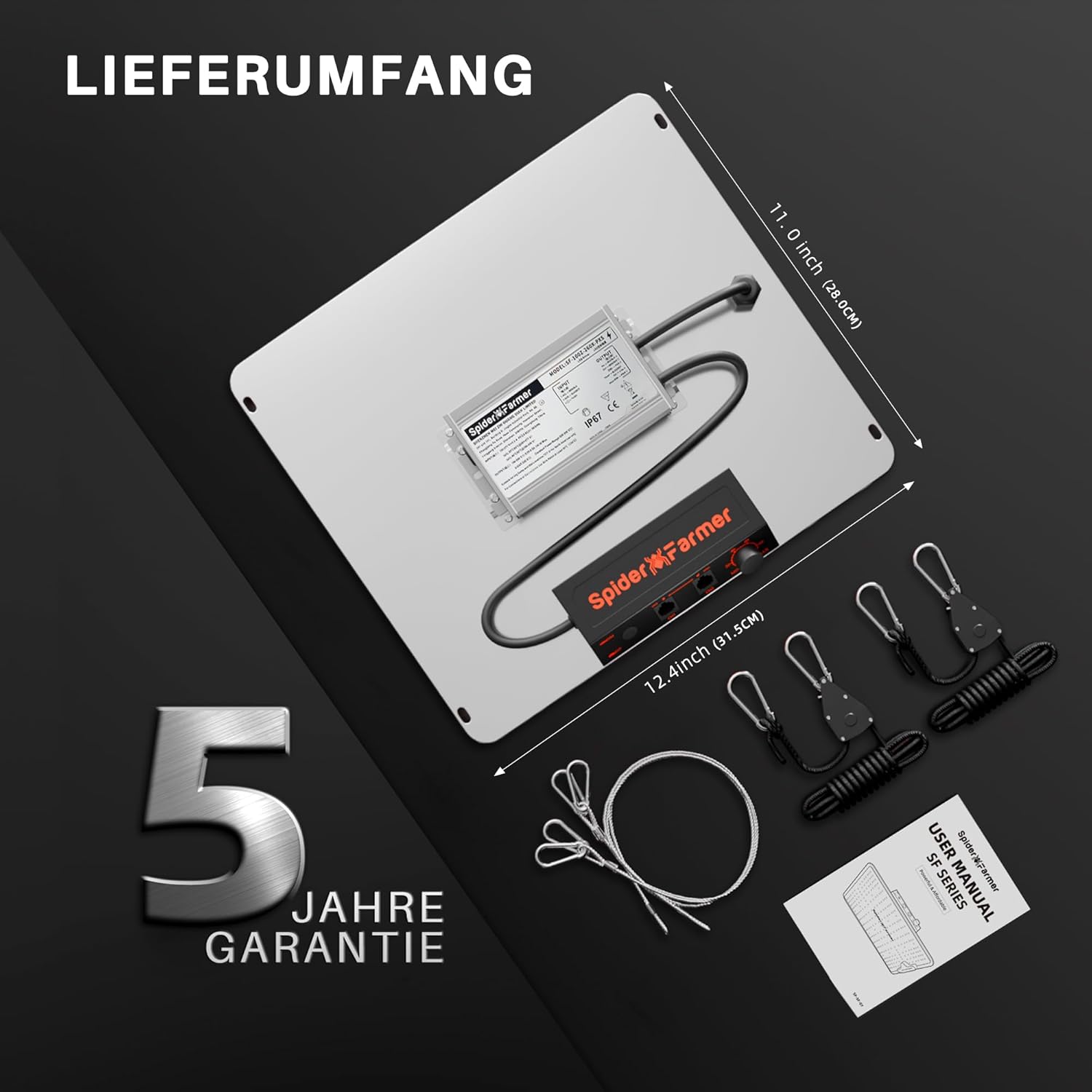 Lampa do uprawy LED pełnospektralna 100W diody Samsung do roślin wewnętrznych 60x60cm – Czarna